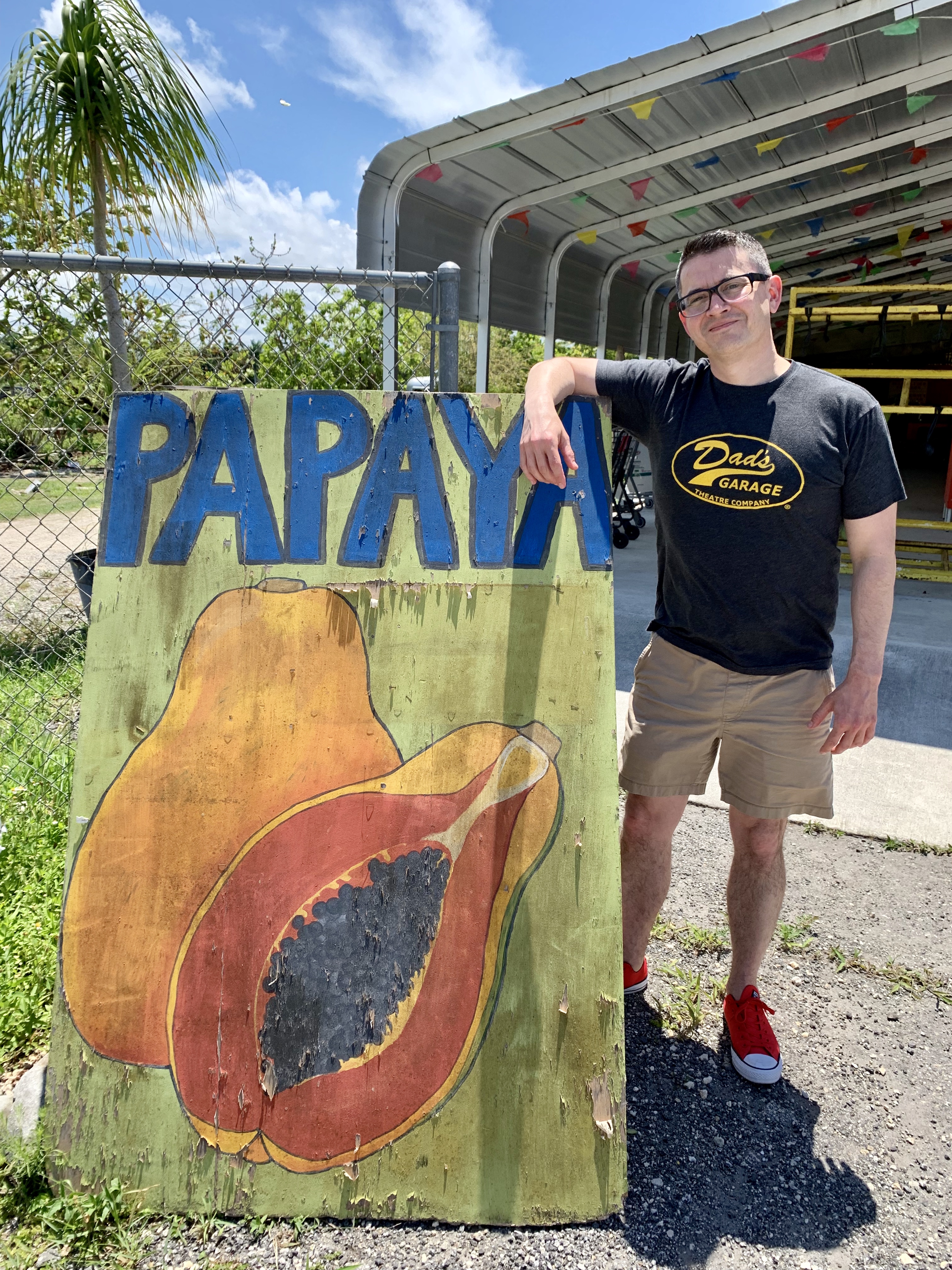 Bobby Kircher with Papaya sign
