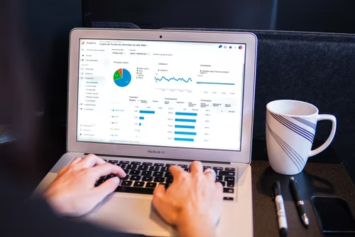 Laptop showing Google Analytics dashboard